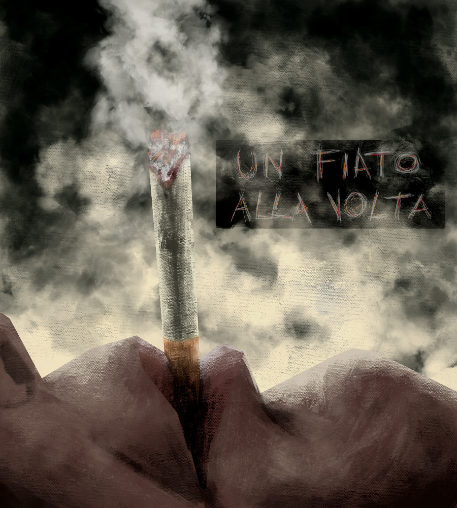Man smoking - Painting